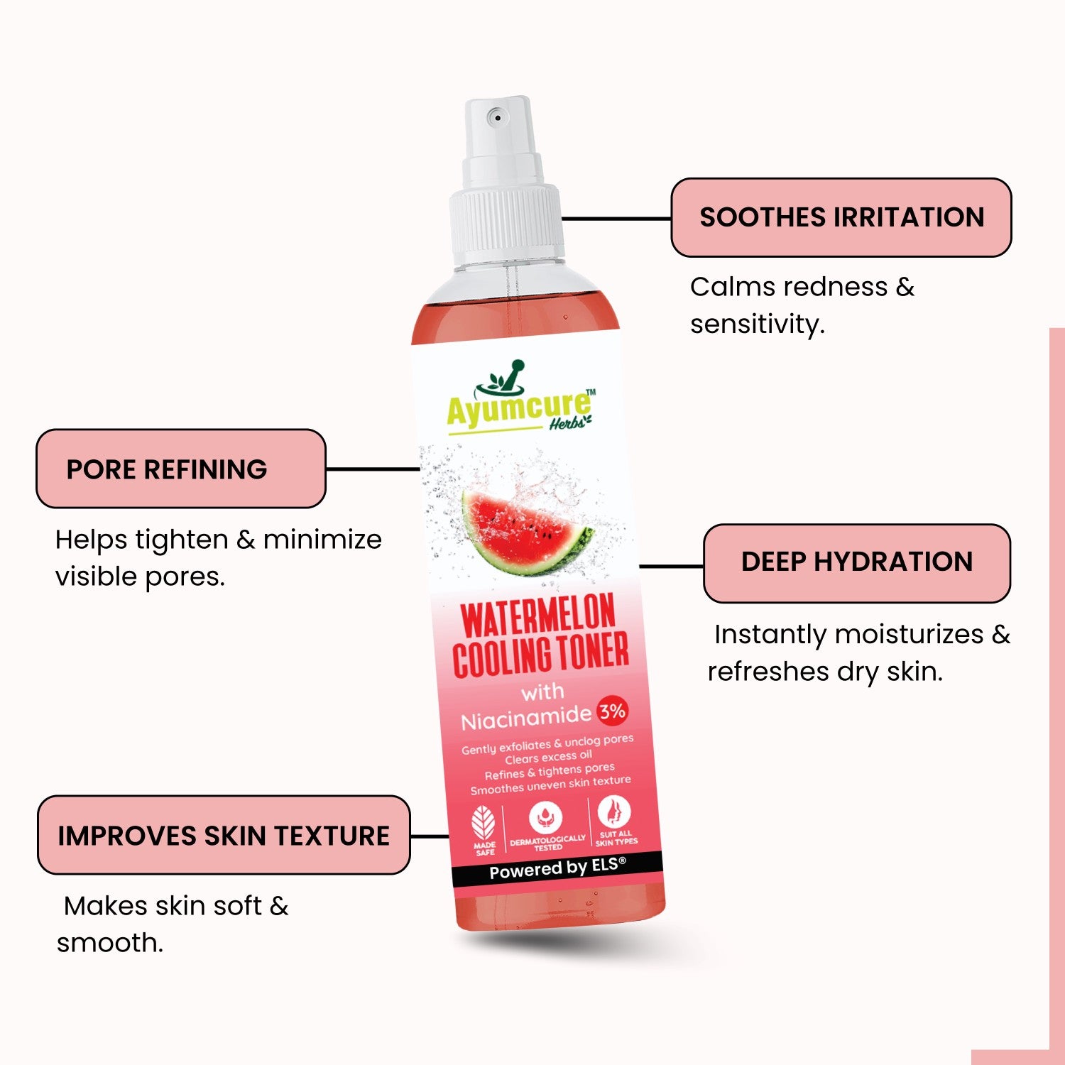 Watermelon Cooling Toner | 3% Niacinamide | Unclogs Pores & Refines Texture | Unisex