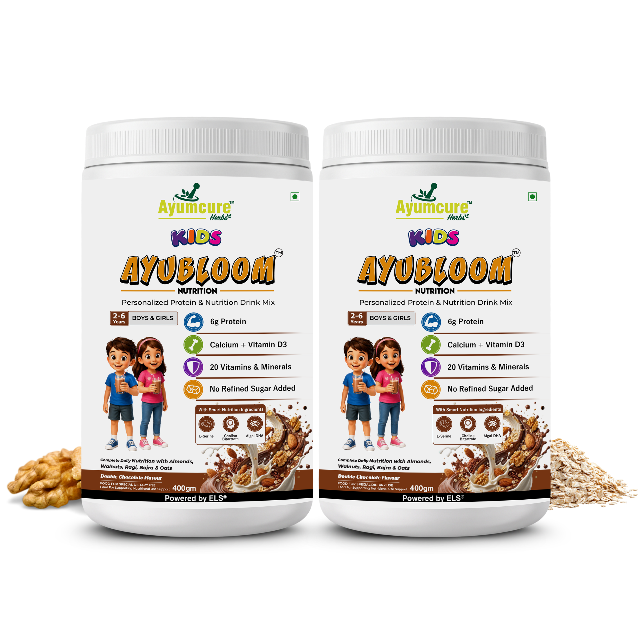 Kids AYUBLOOM Nutrition Drink Powder |  Complete Daily Nutrition for Boys & Girls 2-6 Years