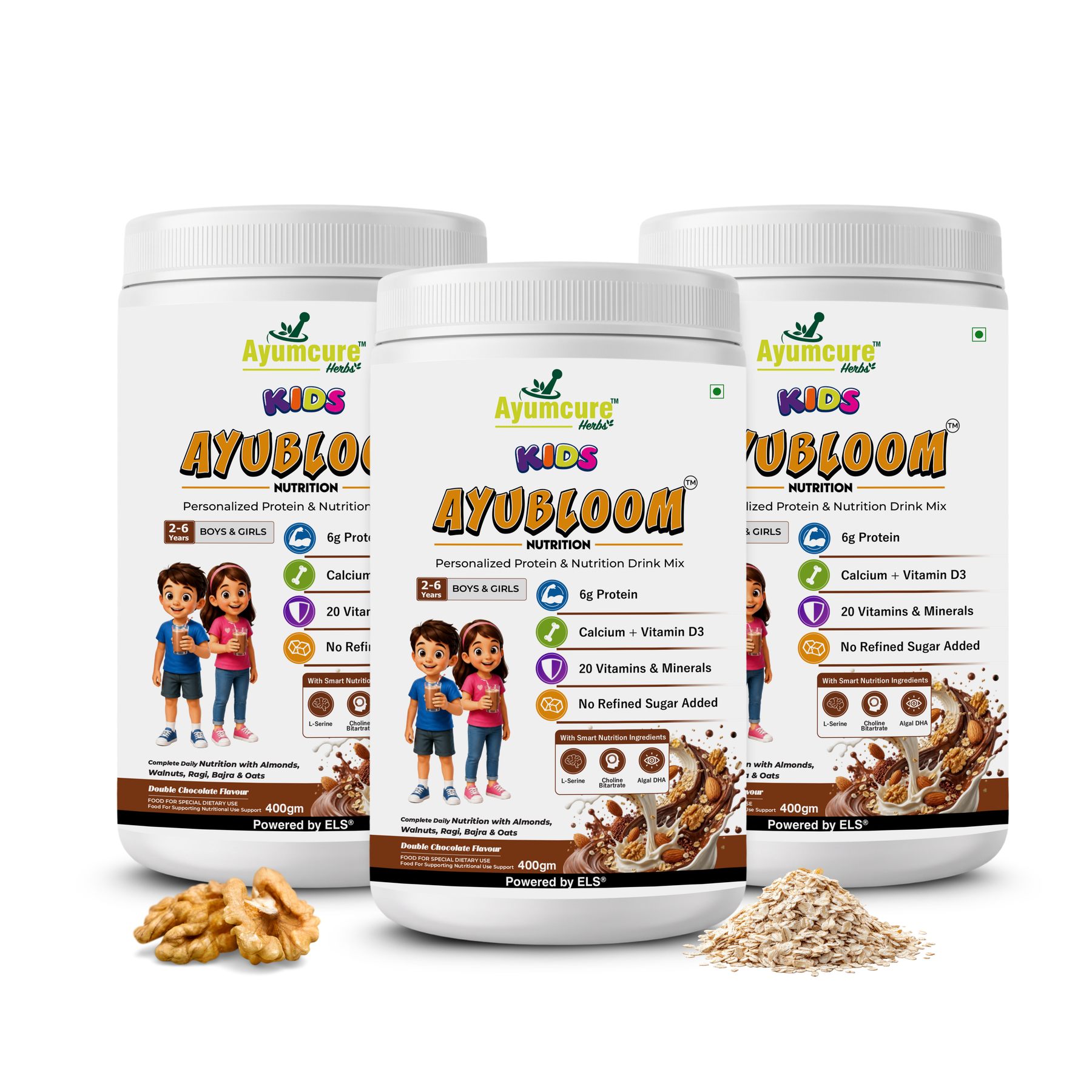 Kids AYUBLOOM Nutrition Drink Powder |  Complete Daily Nutrition for Boys & Girls 2-6 Years